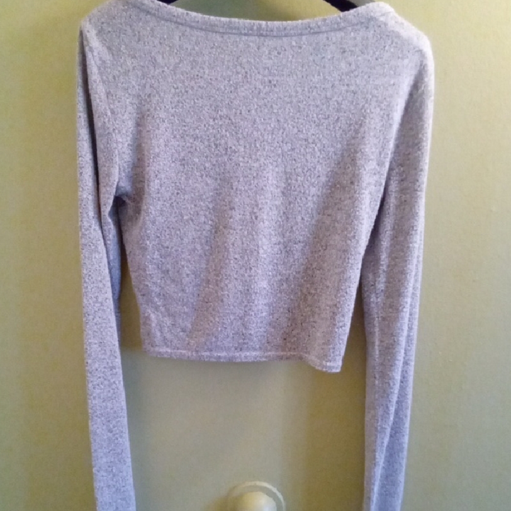 Womans M Me to We Gray Ruched Tie Front Crop Top Y2k Twilight - Picture 4 of 4